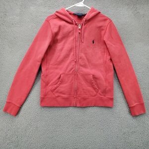 Vintage Ralph Lauren Sport Hoodie Sweatshirt Zip Up Womens Large Pink